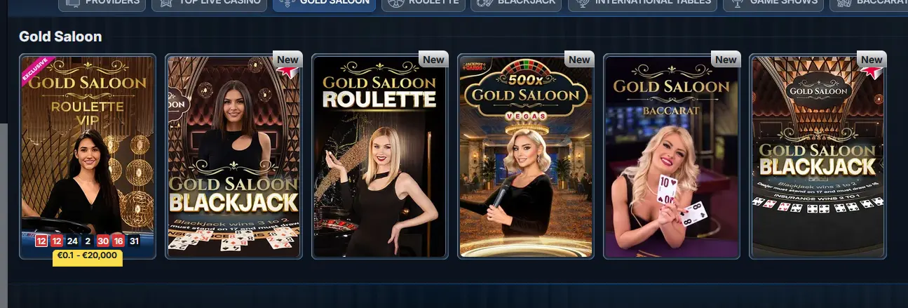 BetRepublic Gold Saloon branded live dealer tables