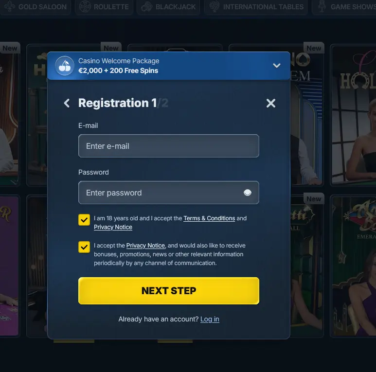 BetRepublic mobile registration form